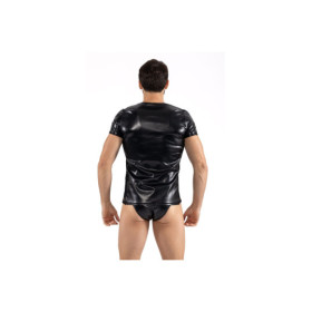 T-Shirt noir Black Desire en simili cuir 